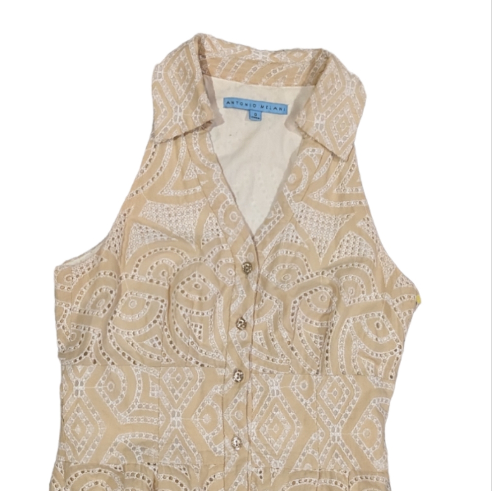 Antonio Melani Eyelet Lace Button Down Dress Size 0 - Picture 4 of 13